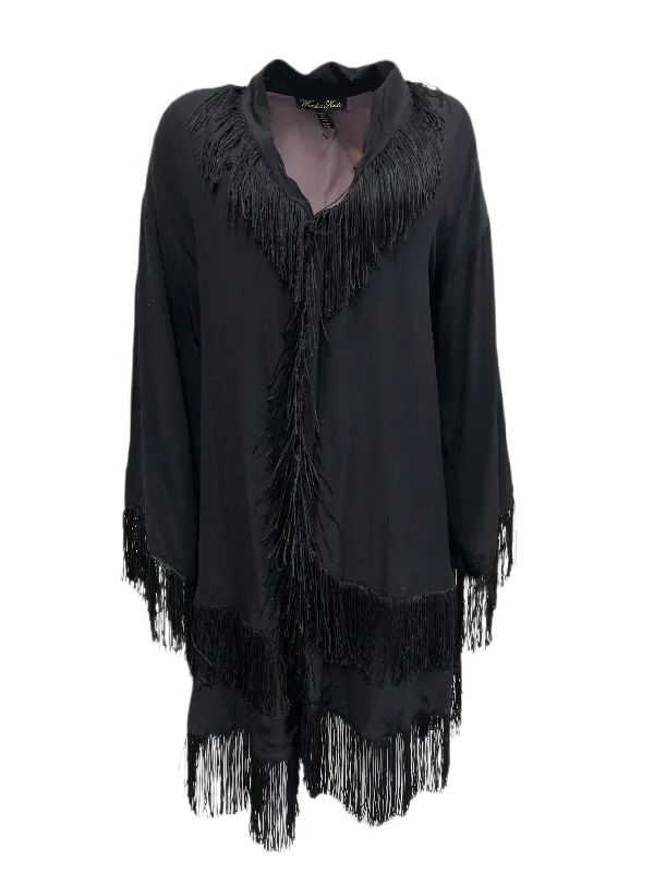 Winter Kate Starlight Black Fringe Detailed Cardigan NRJ314C $498 NEW