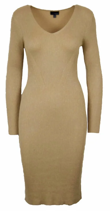 Elia Knit Midi Dress In Gold