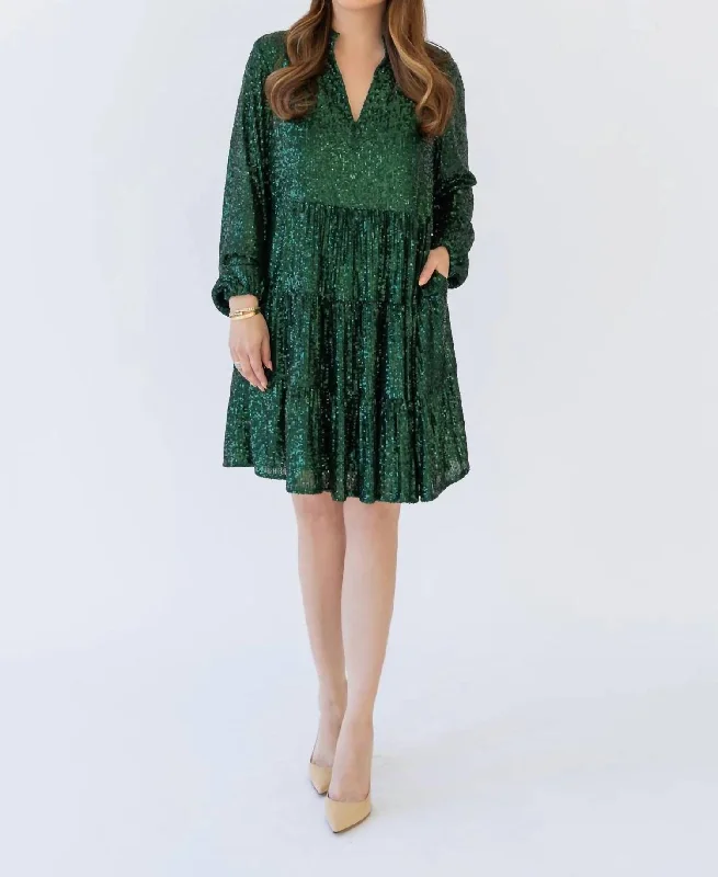 Tunic Sequin Dress In Emerald