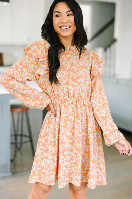 Give You Love Dusty Brick Orange Floral Dress