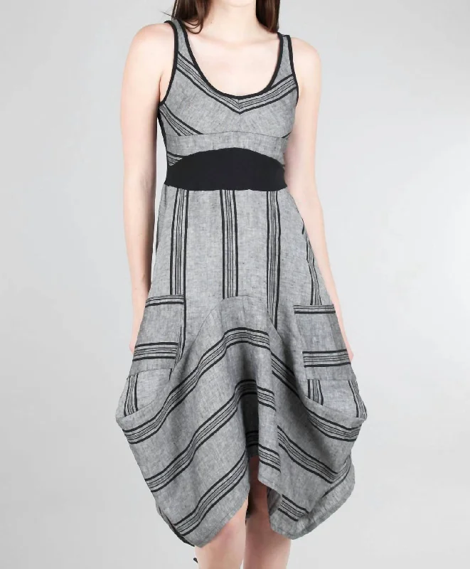 Grigio Riga Dress In Black Stripe