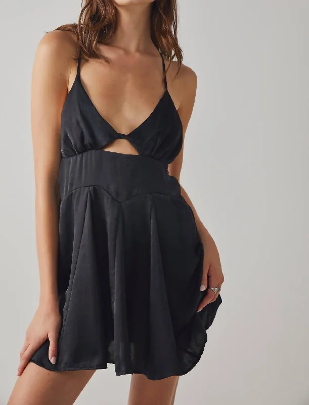 Good Catch Mini Slip Dress In Black