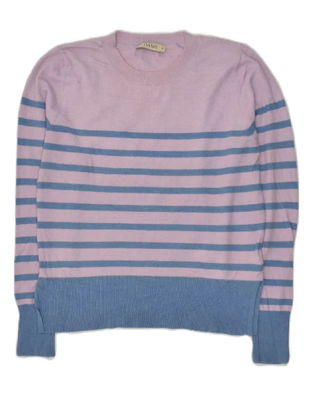 OASIS Womens Boat Neck Jumper Sweater UK 14 Medium Purple Striped Viscose