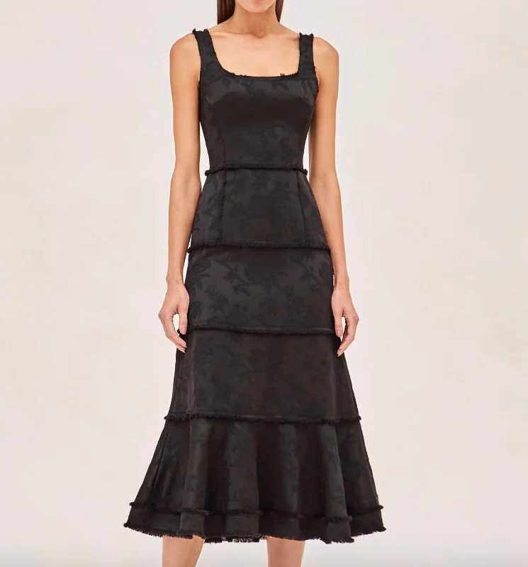 Corina Dress In Noir Brocade