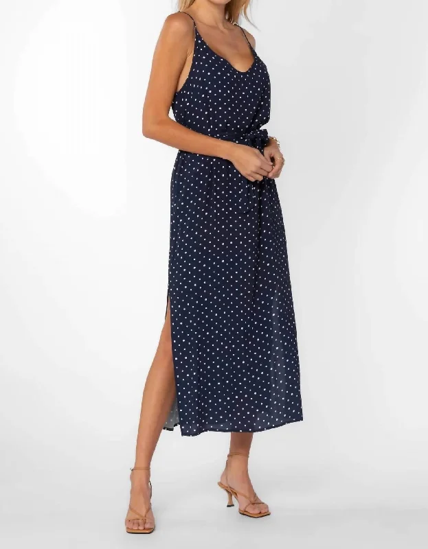 Navy Dot Page Dress In Navy White Dots