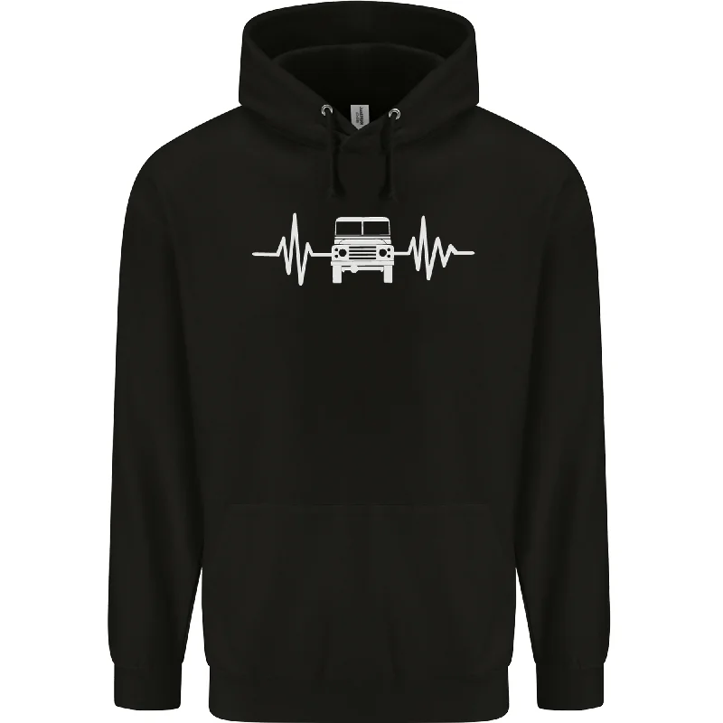 4X4 Heart Beat Pulse Off Road Roading Mens 80% Cotton Hoodie