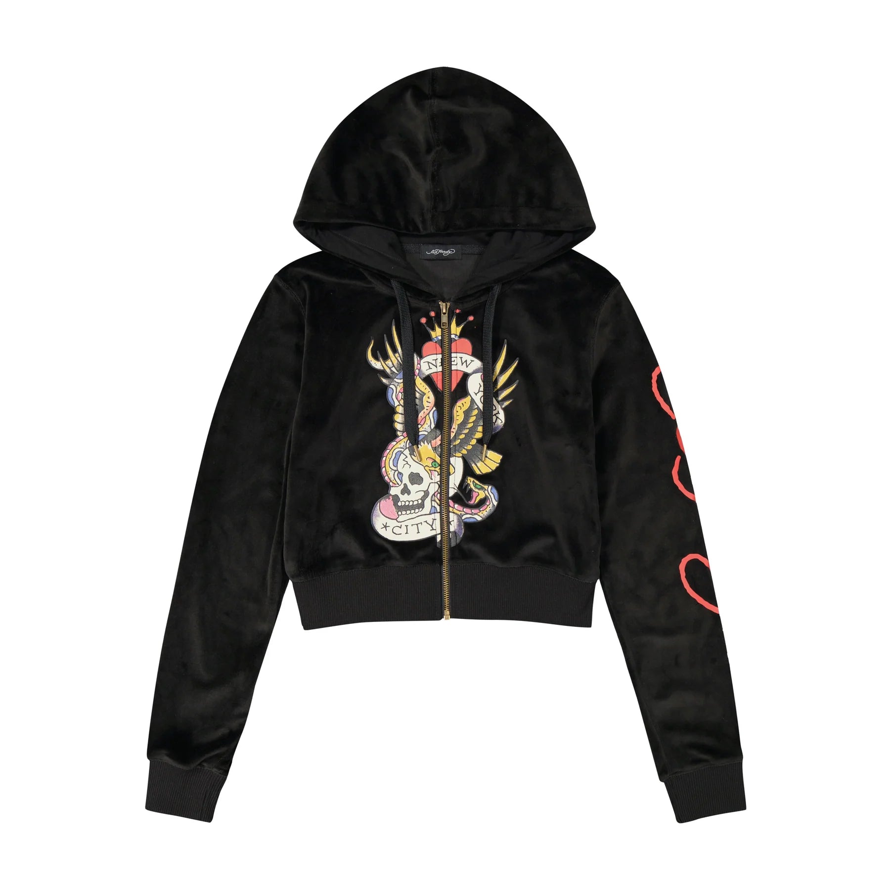 Velour Skull Zip Up Hoodie