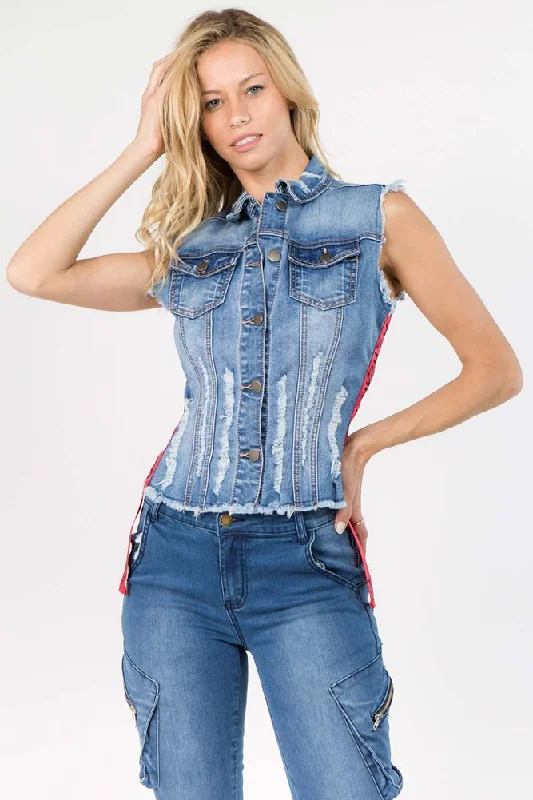 Strapped Jean Vest