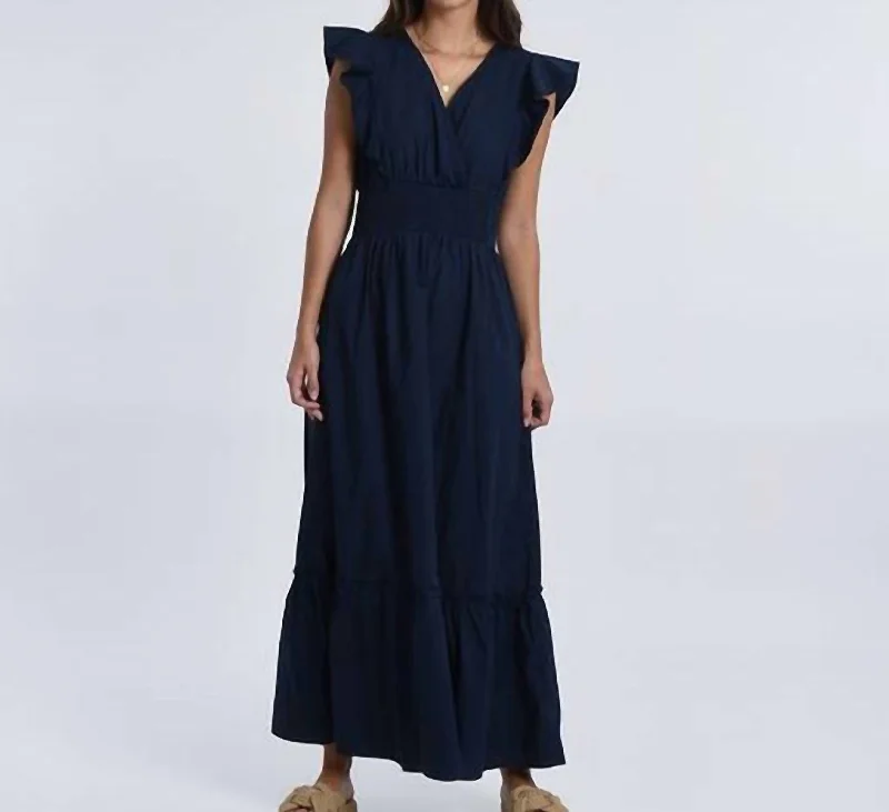 Women's Woven Dress In Navy Blue