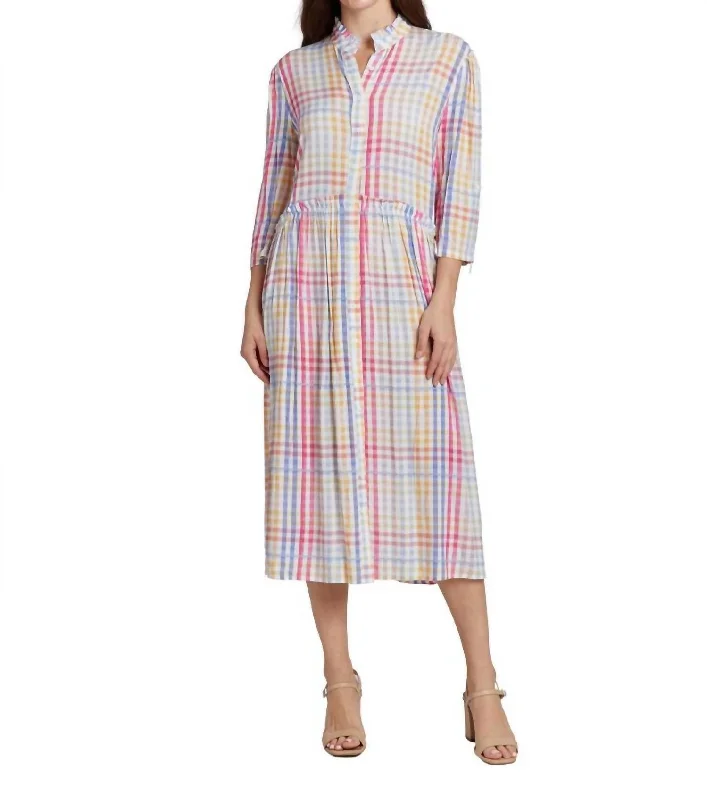 Liza Midi Shirt Dress In Multigingham