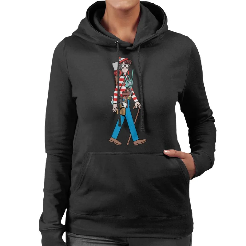 Where's Wally Walking With Camping Gear Women's Hooded Sweatshirt