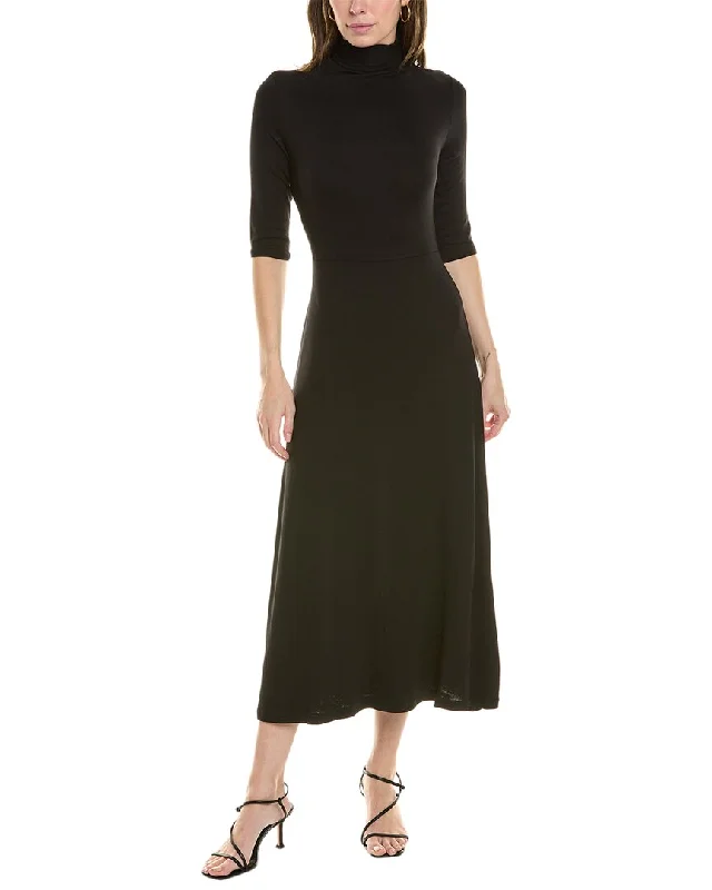 Vince Elbow-Sleeve Turtleneck Midi Dress