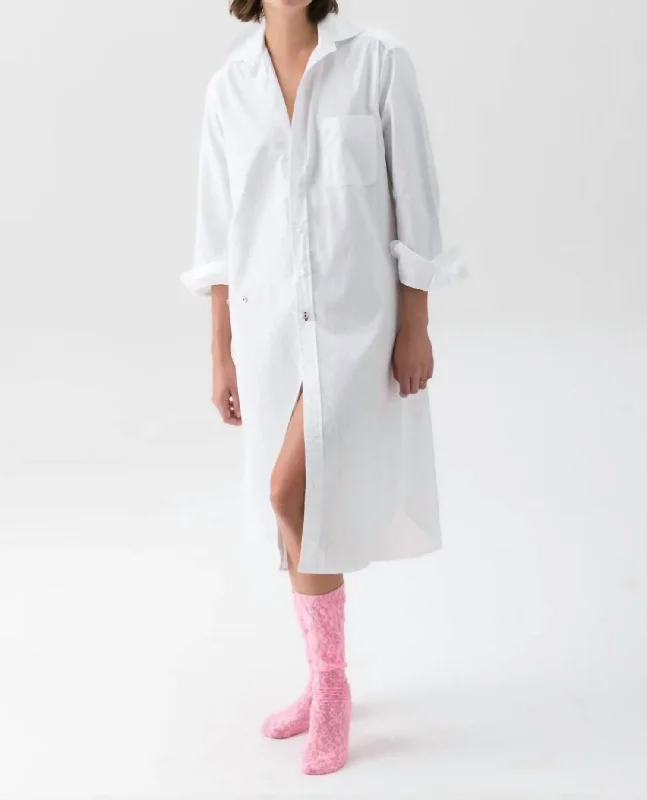 The Midi Shirt Dress In Optic White