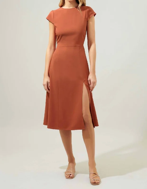 Everbloom Midi Dress In Rust