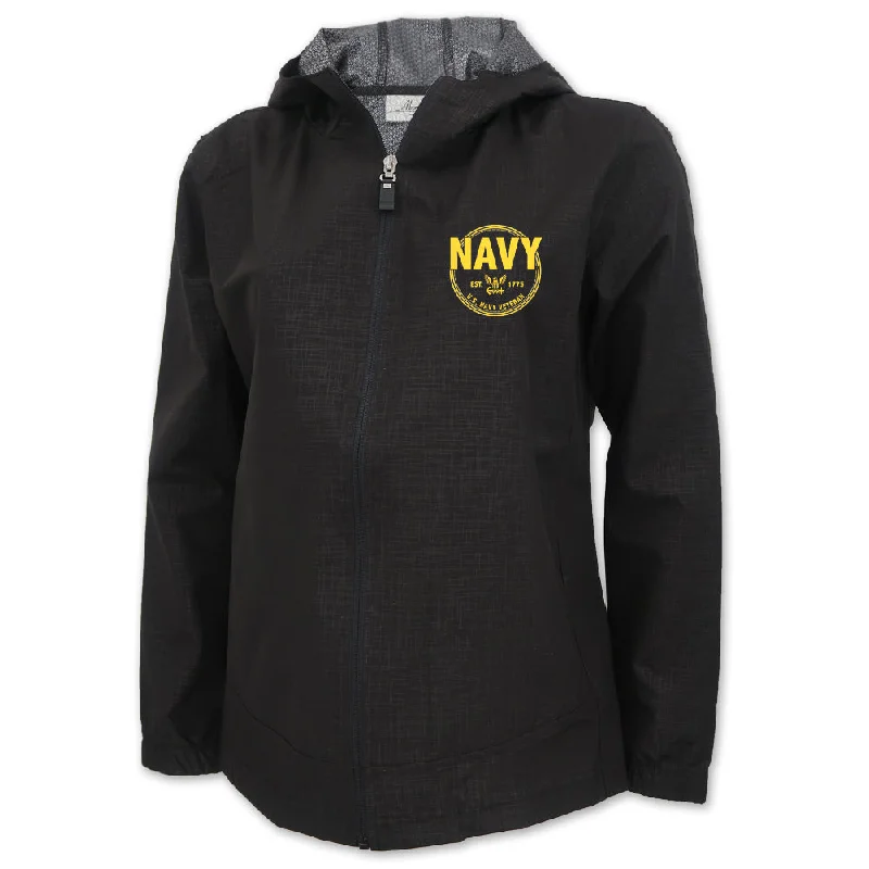 Navy Ladies Veteran Wind Jacket (Black)