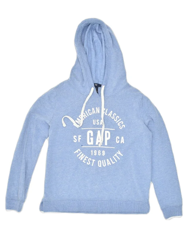 GAP Womens Graphic Hoodie Jumper UK 10 Small Blue Polyester