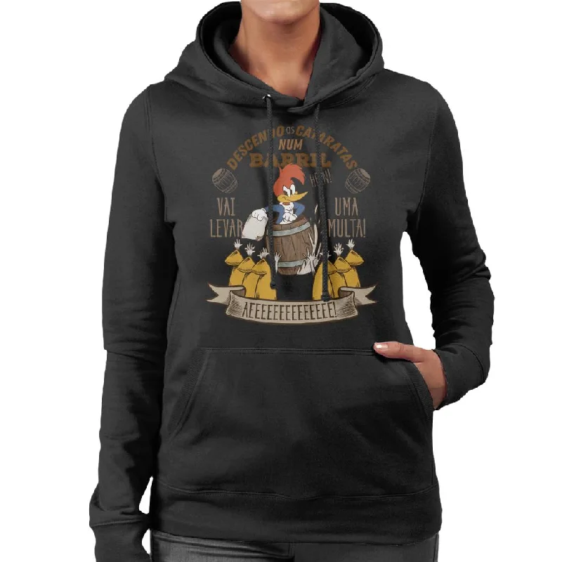 Woody Woodpecker Descendo As Cataratas Num Barril Women's Hooded Sweatshirt