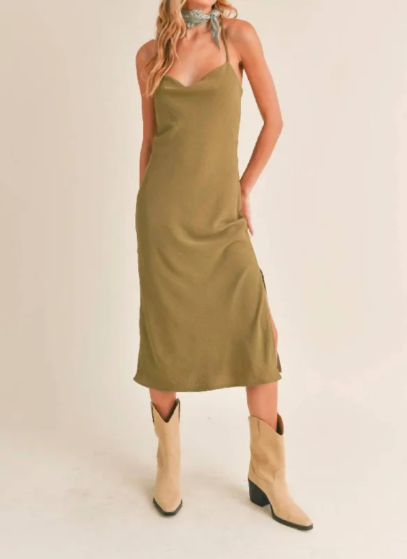 Run Free Midi Dress In Olive