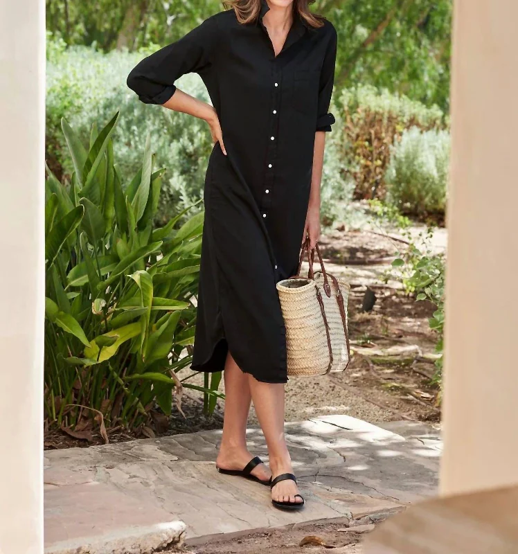 Rory Maxi Shirtdress In Blackout