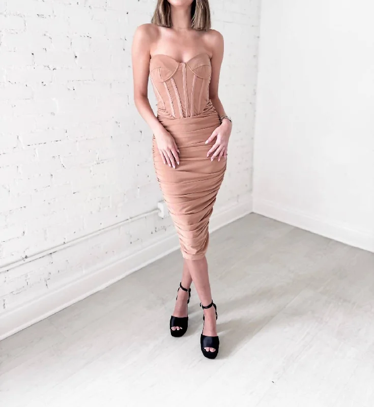 Lithium Mesh Midi Dress In Nude