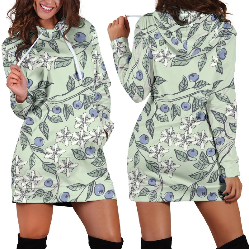 Hand Drawn Blueberry Pattern Women'S Hoodie Dress