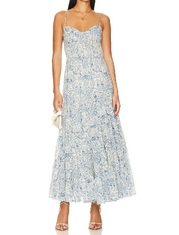 Sundrenched Printed Maxi Dress In Blue Combo