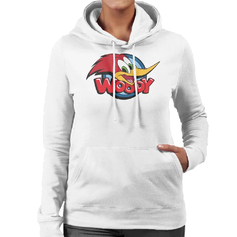 Woody Woodpecker Character Head Woody Logo Women's Hooded Sweatshirt