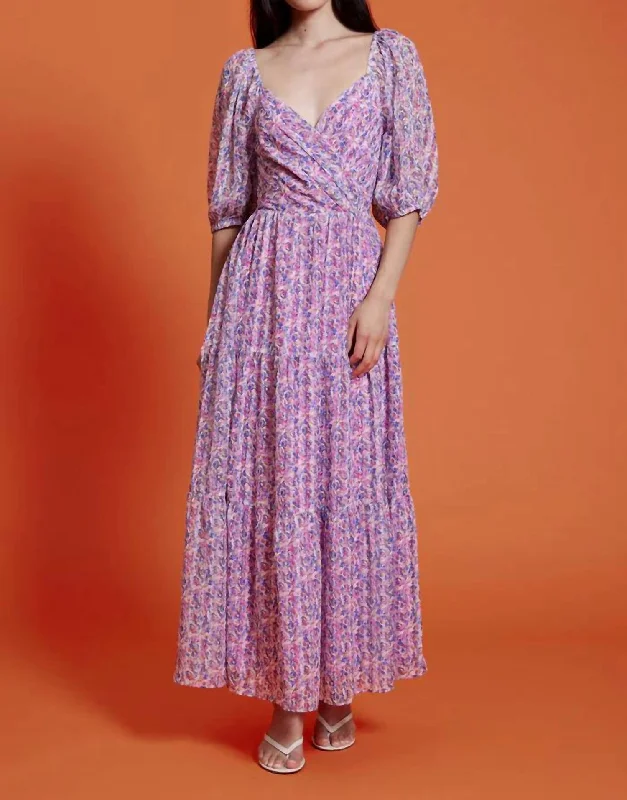 Linden Sweetheart Dress In Purple Floral