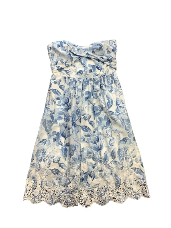 Dress Party Midi By White House Black Market In Blue & White, Size: 10