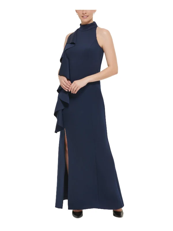 Womens Neoprene Halter Evening Dress