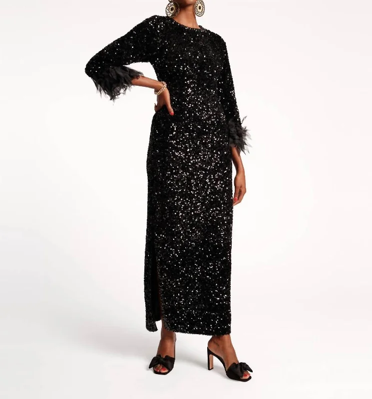 Regina Sequin Sheath Dress In Black Sequin