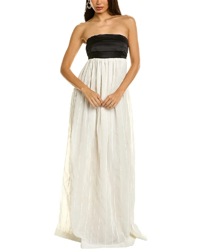 Brunello Cucinelli Strapless Silk-Blend Maxi Dress