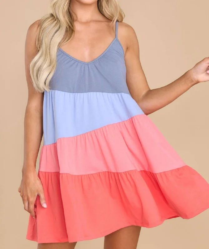 Amalfi Colorblock Mini Dress In Blue Bird