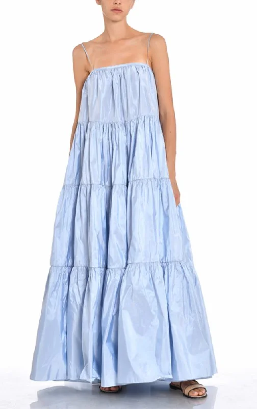 Tiered Maxi Dress In Silk Taffeta