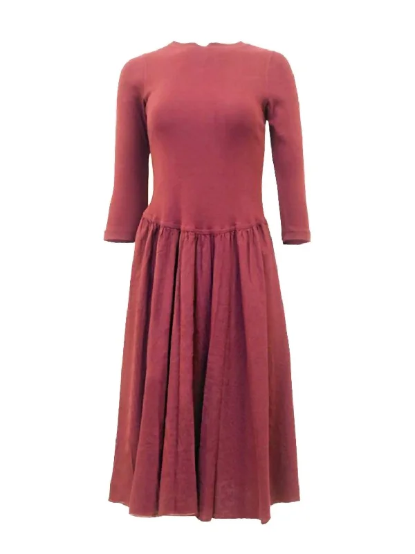 Three-Quarter Sleeve Dress In Fig