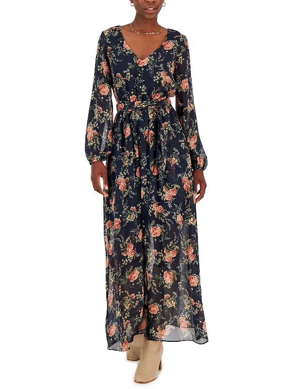 Womens Floral Print Long Maxi Dress