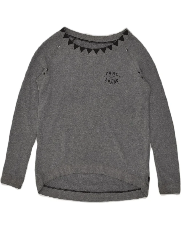 VANS Womens Sweatshirt Jumper UK 14 Medium Grey Cotton