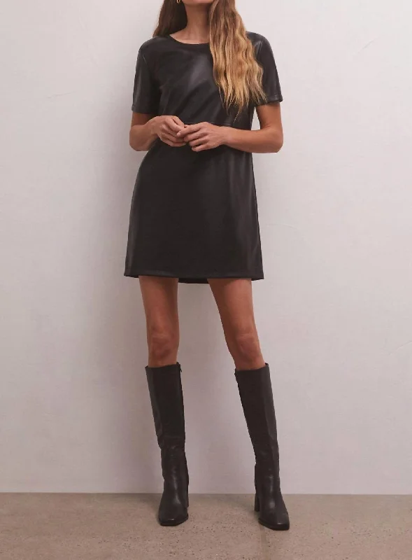 London Faux Leather Dress In Black