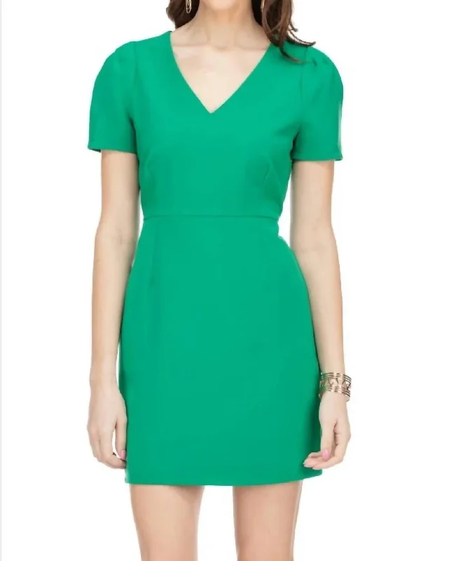 V-Neck Dress In Green