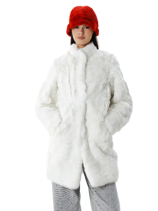 White Real Fur Rabbit Coat