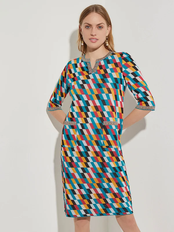 Geometric Print Shift Knit Dress