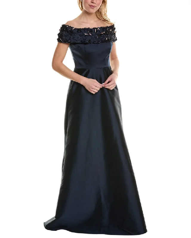 Teri Jon by Rickie Freeman Off-The-Shoulder Gown