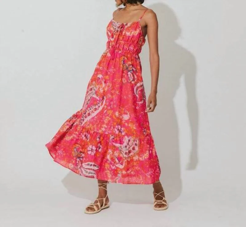 Monaco Midi Dress In Hibiscus