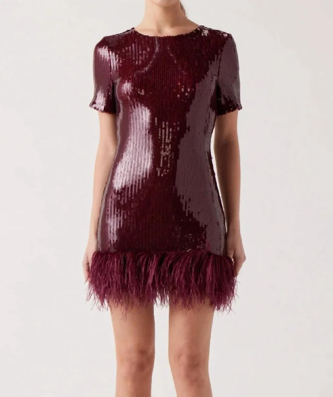 Bea Sequins Dress In Oxblood