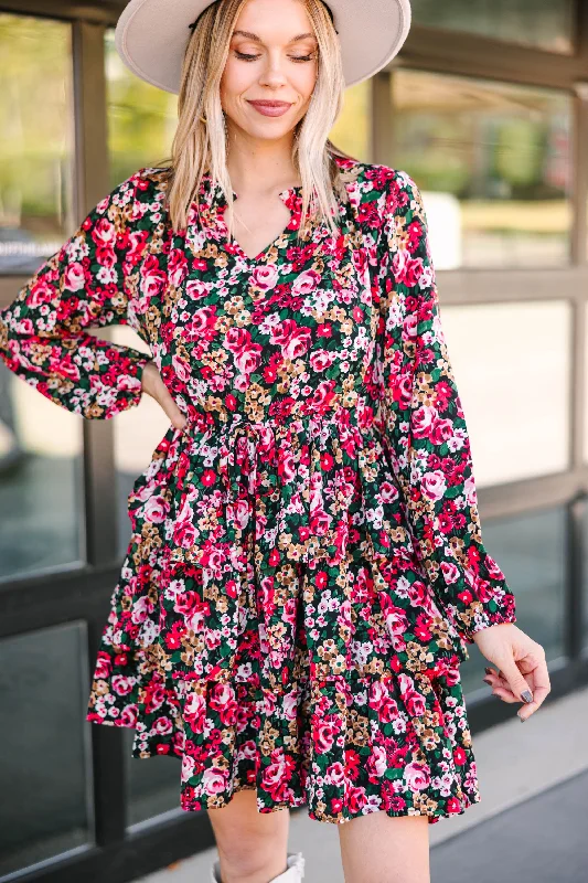 Let's Talk Black Floral Dress