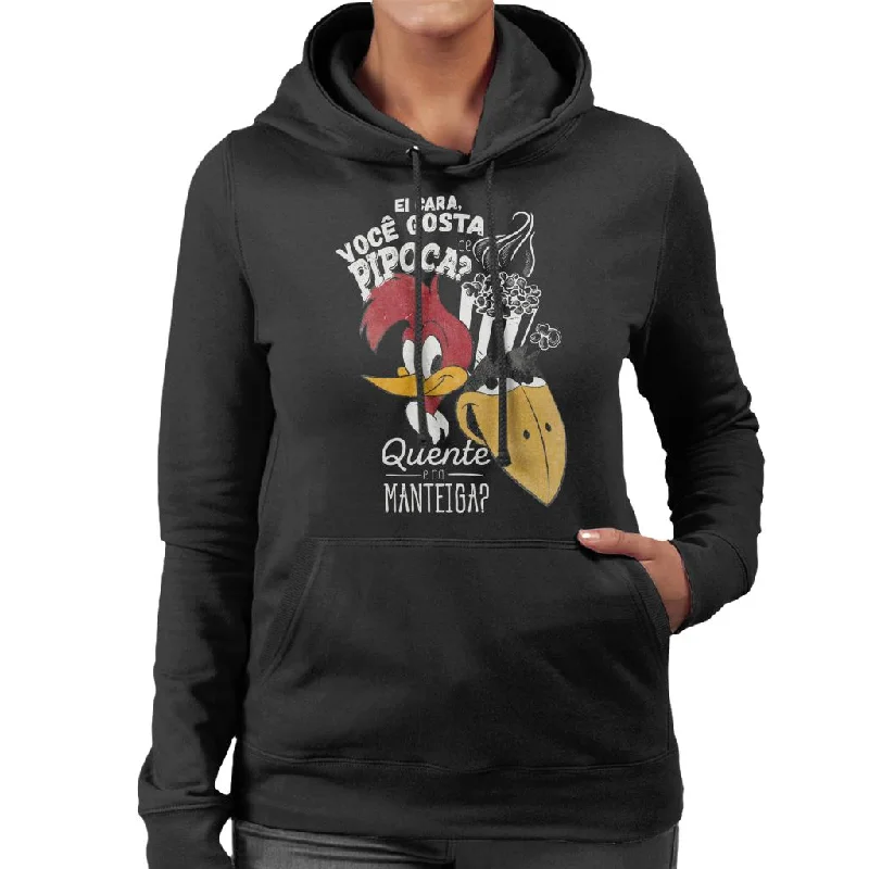 Woody Woodpecker Ei Cara Voce Gosta De Pipoca Women's Hooded Sweatshirt