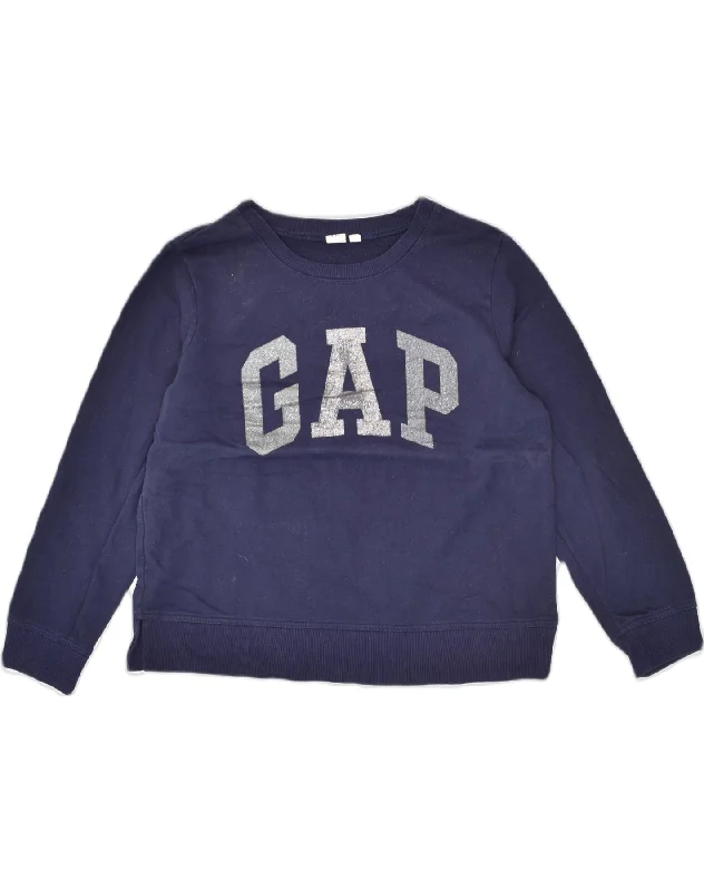 GAP Womens Graphic Sweatshirt Jumper UK 16 Large Navy Blue Cotton