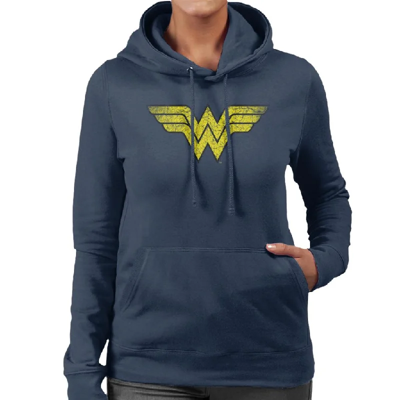 Wonder Woman Faded Yellow Logo Women's Hooded Sweatshirt