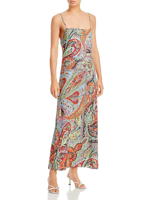 Jemima Womens Tie Neck Floral Halter Dress