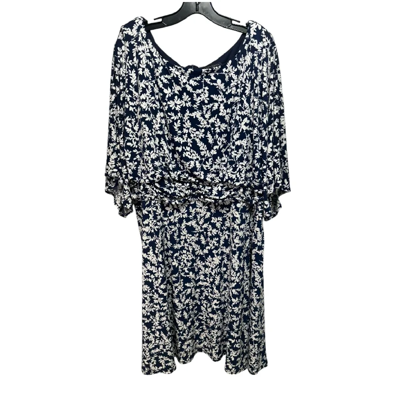 Dress Casual Midi By Jessica Howard In Blue & White, Size: 22